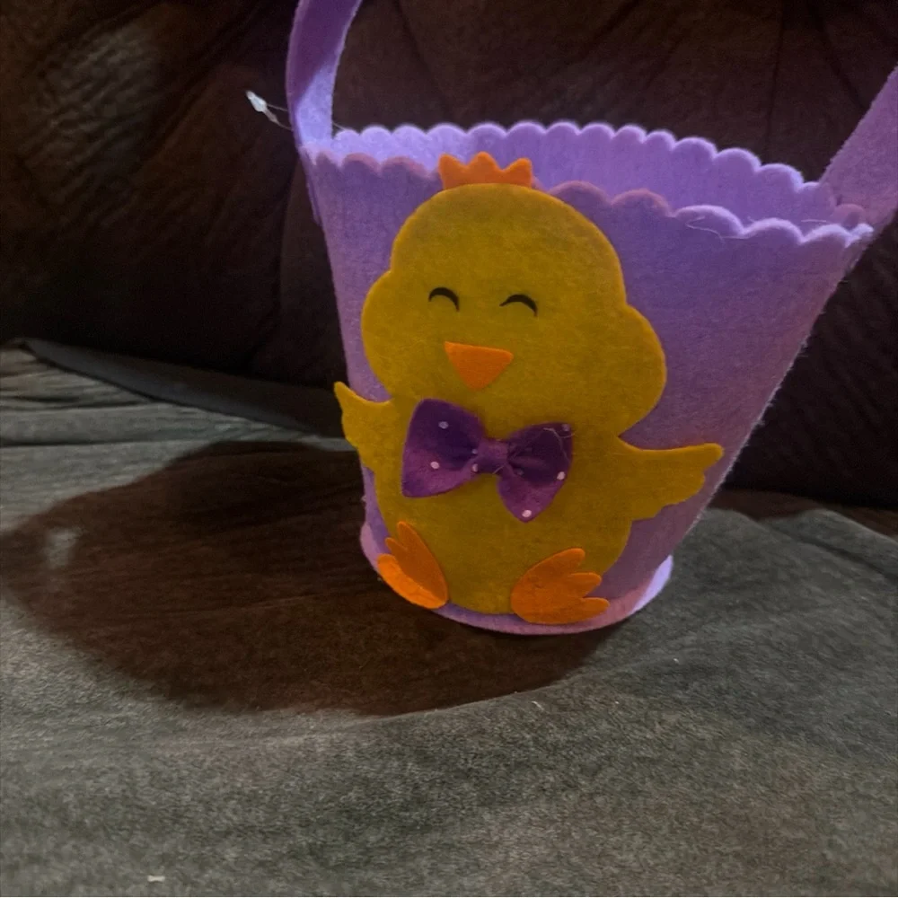FELT BASKET Purple Bird 5.5IN X 9.25‎ IN NWT